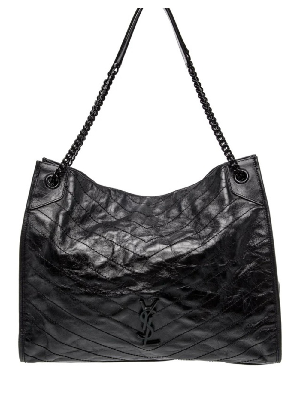 Saint Laurent YSL Niki Shopping Bag Black Vintage Calfskin with Silver Hardware - Picture 2 of 9